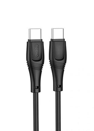 Дата-кабель usb xo nb-q239b 60w type-c to type-c м'який силіконовий black