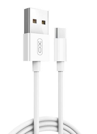 Дата-кабель usb xo nb47 2.1a quick charge type-c прогумований white