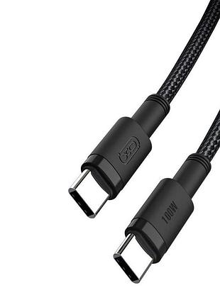 Дата-кабель usb xo nb-q199 pd 100w type-c to type-c тканинний black