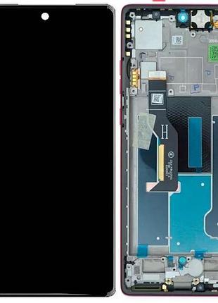 Дисплей motorola xt2429 moto edge 50 fusion с сенсором и рамкой, pink, оригинал