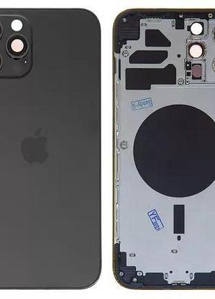 Корпус для apple iphone 12 pro max, серый, с держателем sim карты, с боковыми кнопками, graphite