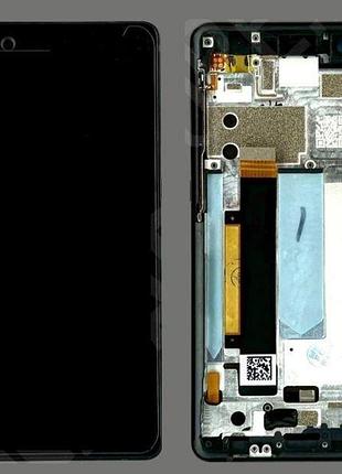 Дисплей для nokia 7 dual sim (ta-1041) с сенсором и рамкой, черный
