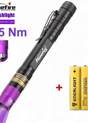 Оригинальный ультрафиолетовый фонарик-мини alonefire sv64 / 395nm / 3w / uv led / + 2 батарейки ааа