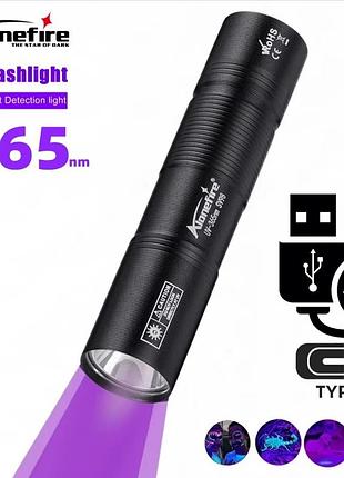 Ультрафиолетовый фонарик alonefire sv98(365nm), с зарядкой type-c и аккумулятором / uv led