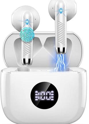 Бездротові навушники bluetooth 5.3 без бренду (enc, 40 год, ip7), з led дисплеєм, перлинні