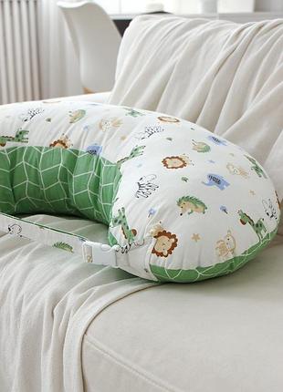Біло-зелена наволочка на подушку для годування, one size