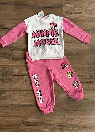 Костюм для дівчинки minnie mouse мінні маус костюм спортивний кофта і штани для дівчинки 92 98 розмір 1,5-2 роки 2-3 роки