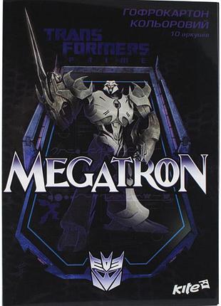 Картон кольоровий "kite" "transformers" а4 tf13-256k гофро 10арк 10кол, шт