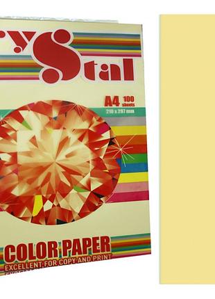 Папір кольоровий "crystal color paper" а4 80 г/м (100 арк.) паст. canary 115 (св.жовтий), шт