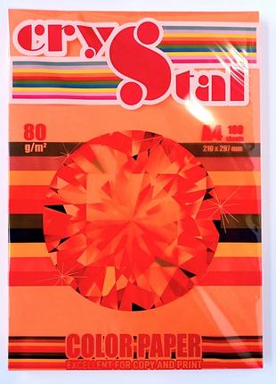 Папір кольоровий "crystal color paper" а4 80 г/м (100 арк.) інт. saffron 240 (помаранчевий), шт