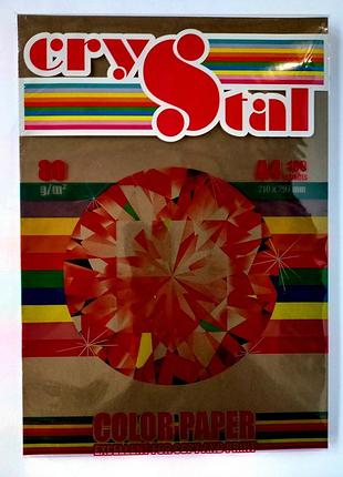 Папір кольоровий "crystal color paper" а4 80 г/м (100 арк.) chocolate 43a (темно-коричневий), шт