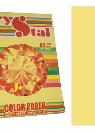 Папір кольоровий "crystal color paper" а4 80 г/м (100 арк.) паст. yellow 160 (жовтий), шт