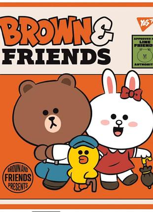 Зошит для записів а5/48 кл. "yes" "line friends" мат. вдл+ уф-виб 766867, шт