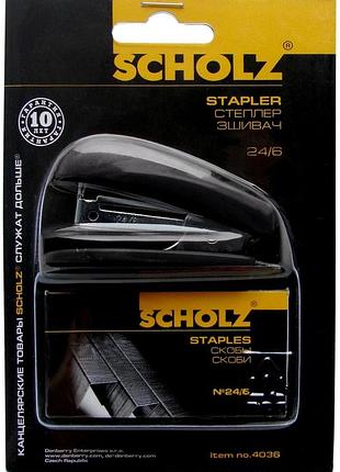 Степлер металевий №24/6 (20 арк.) "scholz" 20 мм. міні чорний, 4036-09sch, шт