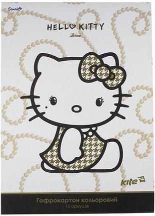 Картон кольоровий "kite" "hello kitty" а4 hk13-257k неон гофро 5арк 5кол, шт