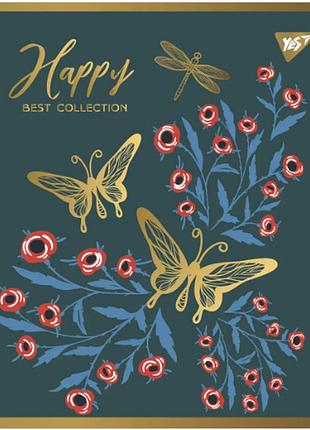 Зошит для записів а5/96 кл. "yes" "happy" мат. вдл+ уф-виб+pantone gold 766901, шт