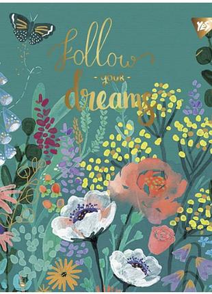 Зошит для записів а5/48 кл. "yes" "follow your dreams" мат. вдл+ уф-виб+pantone gold 766872, шт