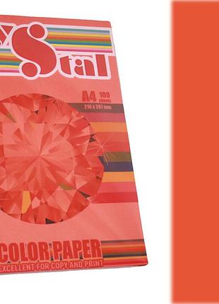 Папір кольоровий "crystal color paper" а4 80 г/м (100 арк.) неон neon red 350 (малиновий) , шт