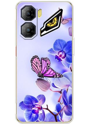 Чехол силиконовый с картинкой на zte nubia neo 3 5g (цветок, бабочка на орхидее)