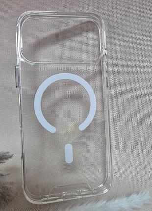 Чохол для iphone 17 pro max / айфон 17 про макс, wave, soft touch, прозорий, з magsafe