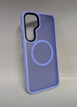 Чохол для samsung galaxy s24 plus / самсунг гелаксі с24 плюс, wave, матовий, soft-touch, magsafe, бузковий