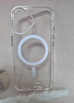 Чохол для iphone 16 / айфон 16, wave, soft touch, прозорий, з magsafe