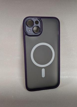 Чехол для iphone 14 plus / айфон 14 плюс, rock guard magsafe, противоударный, tpu, фиолетовый