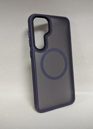 Чохол для samsung galaxy s24 plus / самсунг гелаксі с24 плюс, wave, матовий, soft-touch, magsafe, фіолетовий