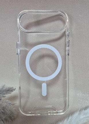 Чехол для iphone 17 air / айфон 17 эйр, wave, soft touch, прозрачный, с magsafe