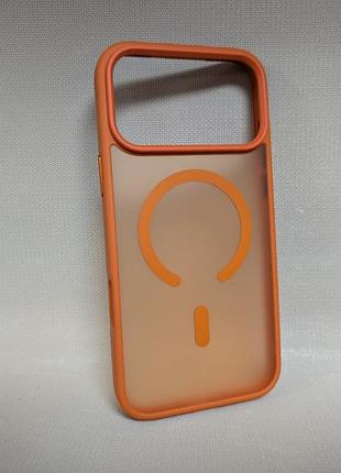 Чехол для iphone 17 pro max / айфон 17 про макс, soft touch, противоударный, magsafe, оранжевый