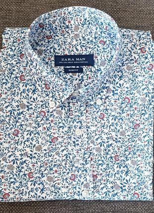 Стильна сорочка zara  man розмір l, квітковий принт