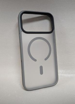 Чехол для iphone 17 pro max / айфон 17 про макс, soft touch, противоударный, magsafe, серый