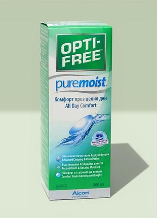 Раствор для контактных линз alcon opti-free puremoist 300/390 мл жидкость для линз опти-фри пур моист уход дезинфекция увлажнение 390 мл