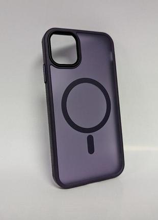 Чехол для iphone 11, wave matte, с магнитным кольцом, противоударный, с magsafe, матовый, фиолетовый