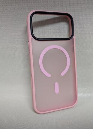 Чехол для iphone 17 pro max / айфон 17 про макс, soft touch, противоударный, magsafe, розовый