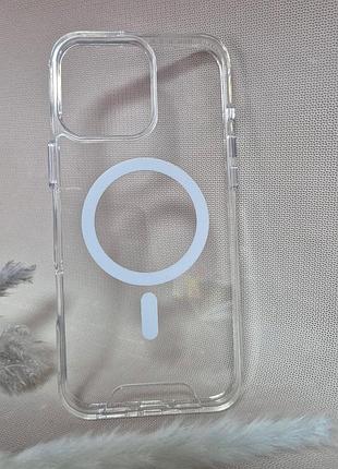Чохол для iphone 16 pro max / айфон 16 про макс, wave, soft touch, прозорий, з magsafe
