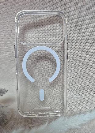 Чехол для iphone 17 pro / айфон 17 про, wave, soft touch, прозрачный, с magsafe