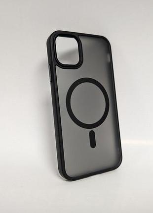 Чехол для iphone 11, wave matte, с магнитным кольцом, противоударный, с magsafe, матовый, черный