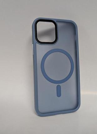 Чохол для iphone 12 / 12 pro, wave matte, з магнітним кільцем, протиударний, з magsafe, матовий, синій