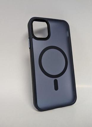 Чехол для iphone 11, wave matte, с магнитным кольцом, противоударный, с magsafe, матовый, синий