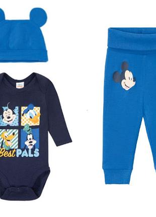 Комплект для мальчика боди штаны и шапочка микки маус disney baby 86-92 см (12-24м)
