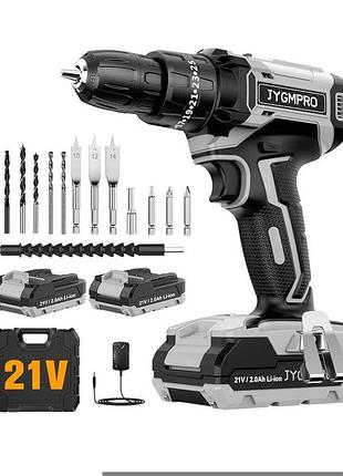 Акумуляторний дриль jygmpro power tools mr5805t дриль з 2 акумуляторами 21 в, електродриль зі свердлами