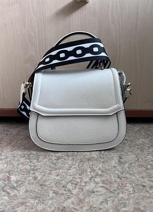 Сумка біла genuine leather крос боді натуральна шкіра