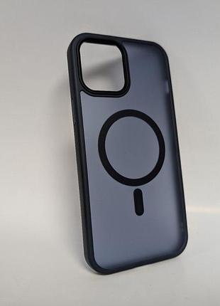 Чехол для iphone 12 pro max, wave matte, с магнитным кольцом, противоударный, с magsafe, матовый, синий