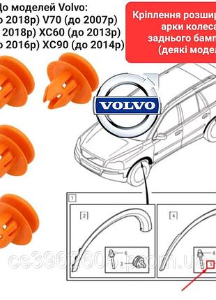 Клипса volvo 8659732, клипса арки, клипса молдинга, крепления бампера xc60 xc90 v70 s60 v60 xc70 оранжевая
