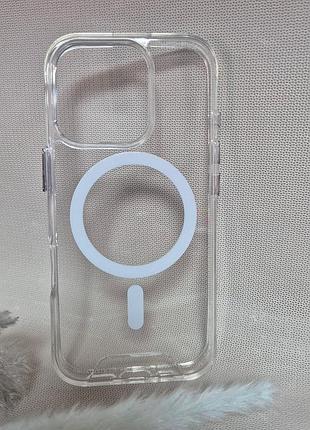 Чехол для iphone 16 pro / айфон 16 про, wave, soft touch, прозрачный, с magsafe