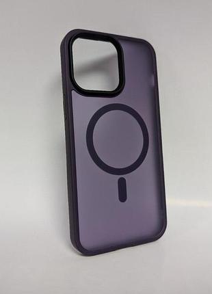 Чехол для iphone 14 pro max, wave matte, с магнитным кольцом, противоударный, с magsafe, матовый, фиолетовый