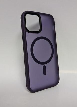 Чехол для iphone 12 / 12 pro, wave matte, с магнитным кольцом, противоударный, с magsafe, матовый, фиолетовый