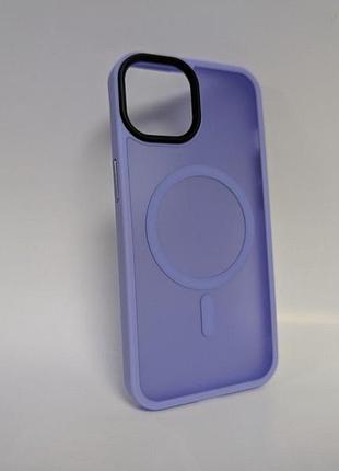 Чехол для iphone 14, wave matte, с магнитным кольцом, противоударный, с magsafe, матовый, сиреневый