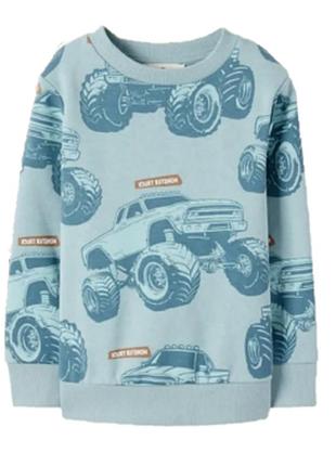 Детский свитшот на флисе monster truck для мальчика 92см (2y)